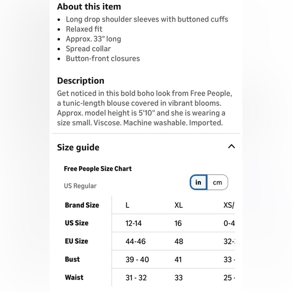 Free People Brunch A Bunch Boho Tunic Shirt L - Picture 6 of 11